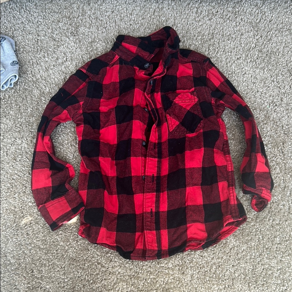 Red and Black Plaid Kids Shirt